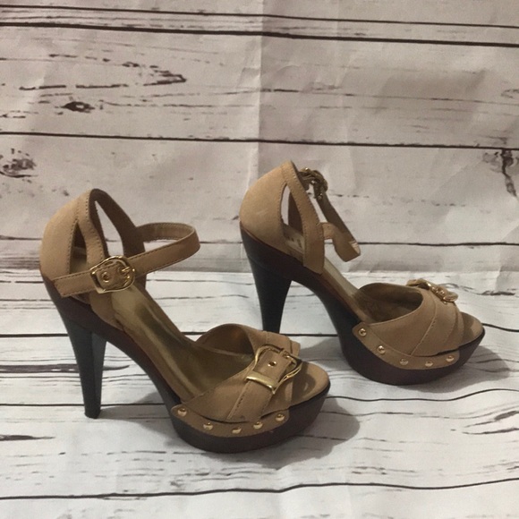 💎 Bakers open toe wooden sole platform heels - Picture 2 of 6